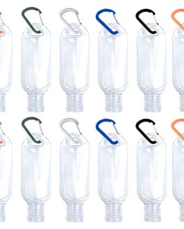 ALOBC 12 Pcs Travel Keychain Bottles, Premium Plastic Leakproof Empty Squeeze Bottles with Flip Cap, Refillable Containers for Hand Sanitizer Conditioner Body Wash Liquid etc