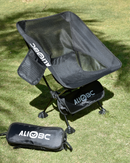 ALIOBC Camping backpacking chair, ultralight portable Folding Chairs with Anti-Slip Large Feet and Carry Bag for Camp Hiking Lawn Beach Sports, Heavy Duty330 lbs (Black)